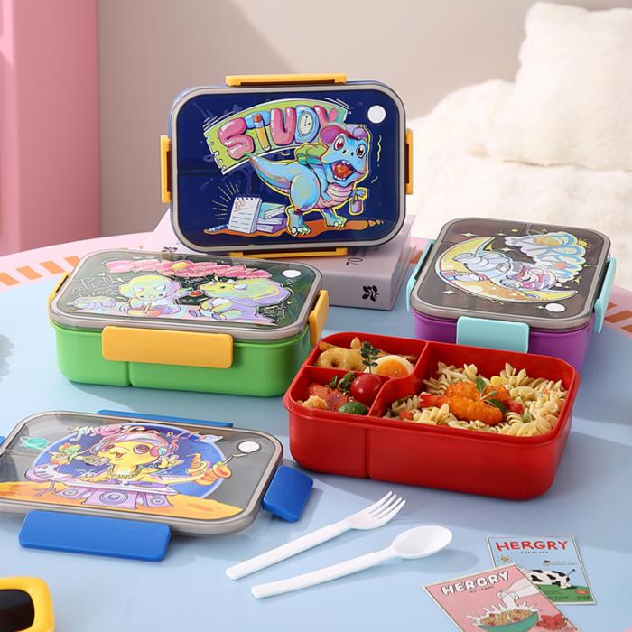 卡通透明蓋分格飯盒1450ml