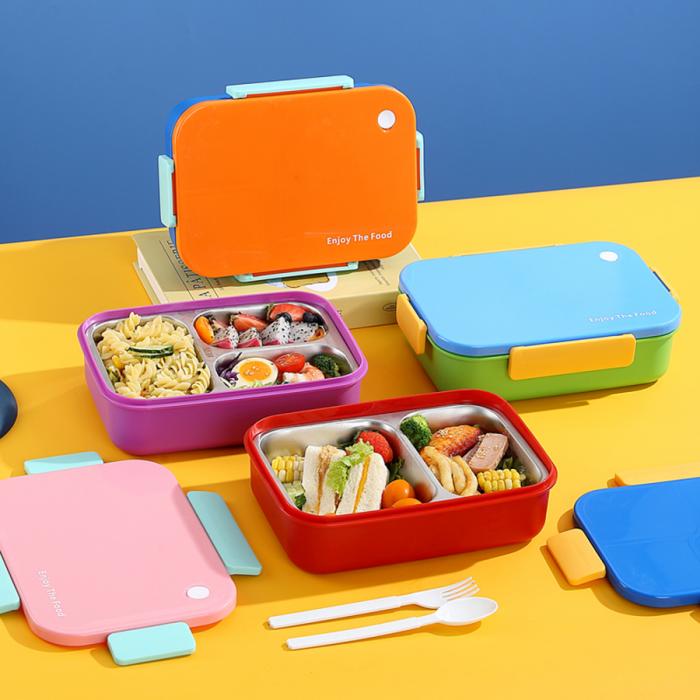 簡約不銹鋼分格飯盒(3分格/2分格)